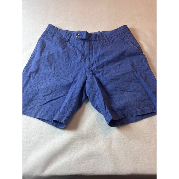 Peter Millar Seaside Mens Blue Patterned Cotton Shorts Size 35 - Picture 1 of 9